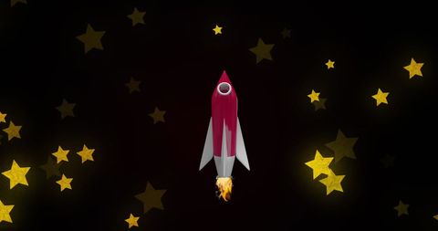 Red Rocket Launching Through a Star-Studded Galaxy - Download Free Stock Images Pikwizard.com