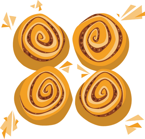 Sweet spiral pastries flat design on transparent background