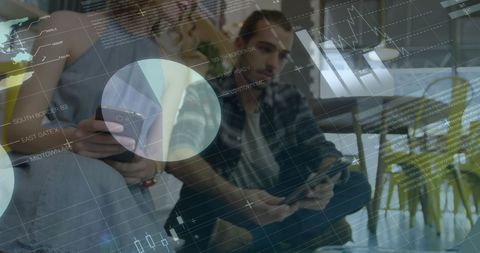 Business Professionals Analyzing Data with Digital Interface Graphics - Download Free Stock Images Pikwizard.com