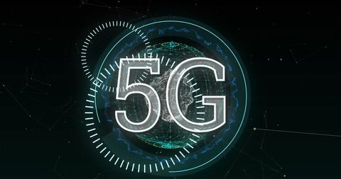 Glowing 5g technology over network-connected globe