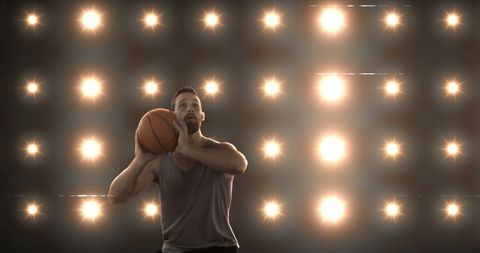 Athlete Preparing Shot with Lit Background