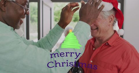 Diverse Seniors Enjoying Christmas Celebration Together