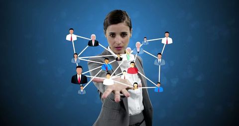 Businesswoman engaging with virtual professional network