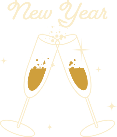 Transparent Champagne Flutes Clinking New Year Design Elegance