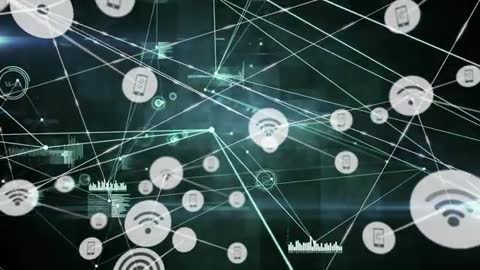 Interconnected Digital Network With Online Communication Icons