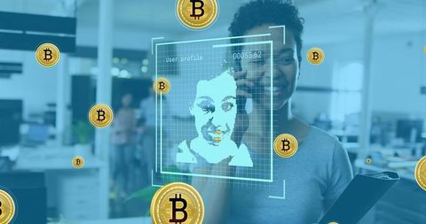 Futuristic Cryptocurrency and Tech in Contemporary Office