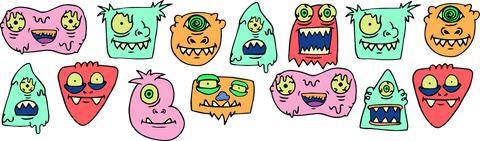Colorful Monster Heads Collection on Transparent Background Vector - Download Free Stock Videos Pikwizard.com