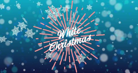 Festive White Christmas Text on Snowy Blue Background - Download Free Stock Images Pikwizard.com