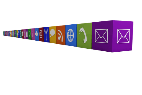 Transparent Digital Interface Icons on Colorful 3D Squares - Download Free Stock Videos Pikwizard.com