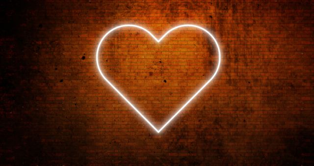 Red Neon Heart Sign on Rustic Brick Wall - Download Free Stock Images Pikwizard.com