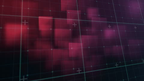 Futuristic Digital Interface with Grid and Data Processing Elements