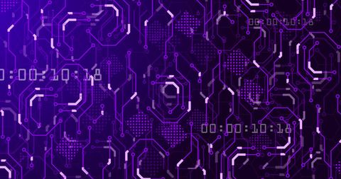Neon Circuit Board Design on Vibrant Violet Background - Download Free Stock Images Pikwizard.com