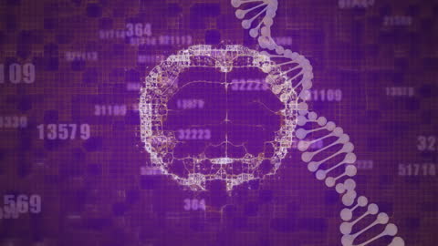 Global Technology Concept with DNA Strand Processing Animations