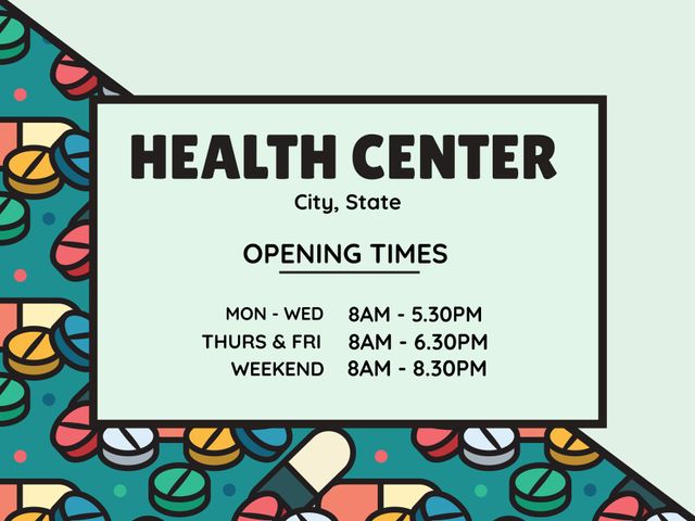 Colorful Health Center Opening Hours - Download Free Stock Templates Pikwizard.com