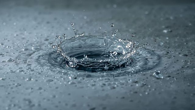 Forming Crystal Water Crown Splash on Reflective Surface Macro High-Speed Capture