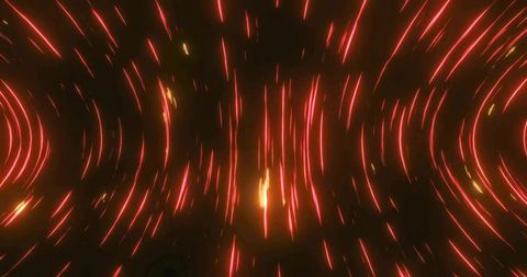 Spinning neon light trails forming radial vortex of orange-red glowing streaks
