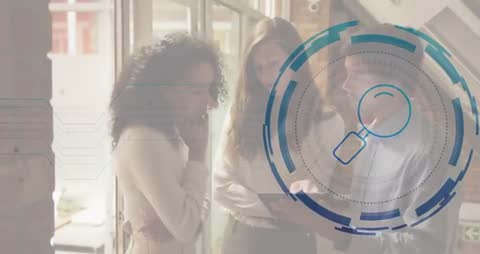 Collaborative Team Analyzing Digital Data in Modern Office Space