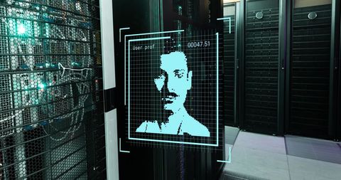 Advanced Biometric Data Processing in Modern Server Room - Download Free Stock Images Pikwizard.com
