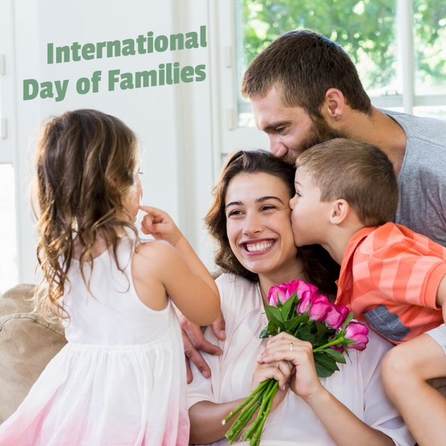 Happy Family Celebrating International Day of Families at Home - Download Free Stock Templates Pikwizard.com