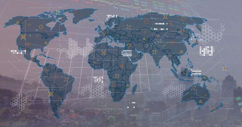 Global Business and Data Processing Concept with Digital World Map - Download Free Stock Images Pikwizard.com