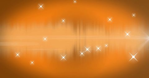 Sparkling Stars over Orange Gradient with Radiant Glows