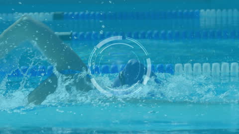 Animated Swimmer with Digital Technology Overlay