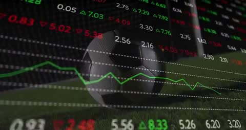 Soccer Ball on Field Displaying Betting Odds and Trend Chart