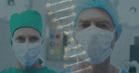 Medical Professionals and DNA Illustration Symbolizing Genetics and Healthcare