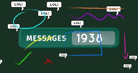 Digital messaging spam concept with colorful graphics