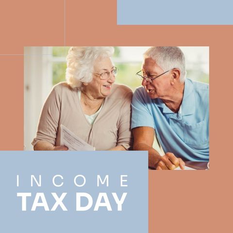 senior couple discussing income tax documents at home - Download Free Stock Templates Pikwizard.com
