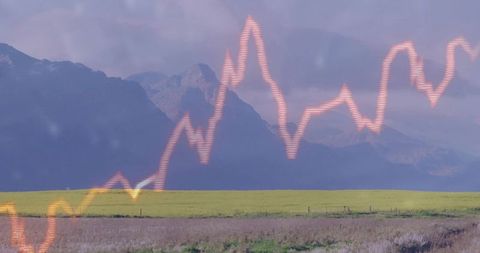 Economic Trend Glows Over Tranquil Mountainous Landscape