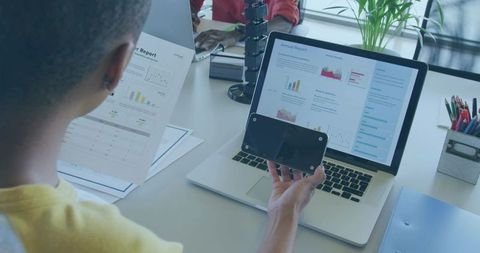 Professional Exploring Digital Documents in Modern Office