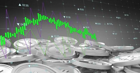 financial analysis with digital graphs over silver yen coins - Download Free Stock Images Pikwizard.com