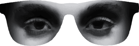 Transparent Floating Eyes and Eyebrows in Glasses Frame Minimalist Design