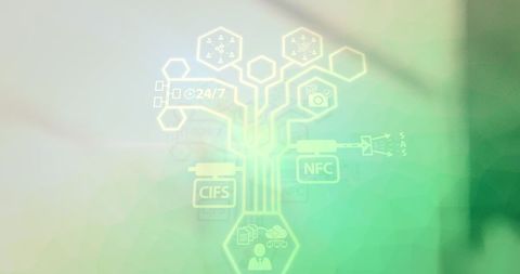 Network interface with global connections and media icons