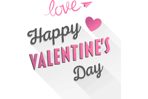 Happy Valentine's Day Greeting Text on Transparent Background