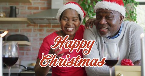 Joyful African American Couple Celebrating Christmas at Home