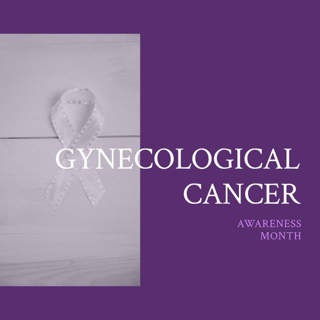 Gynecological Cancer Awareness Month Poster with White Ribbon on Purple Background - Download Free Stock Templates Pikwizard.com