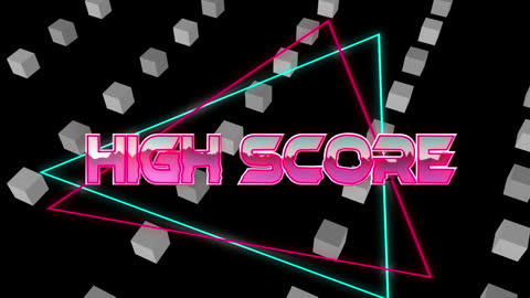 Retro Video Game High Score with Neon Triangles
