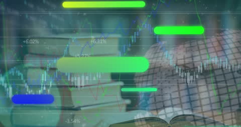 Global Finance Analytics Overlay on Books with Globe