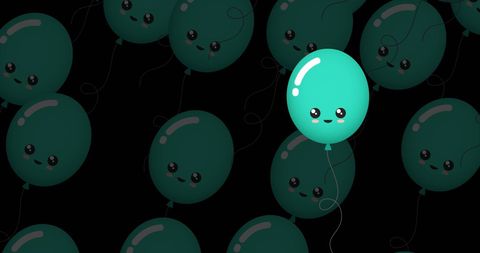 cute green balloon standing out in the crowd on black background - Download Free Stock Images Pikwizard.com