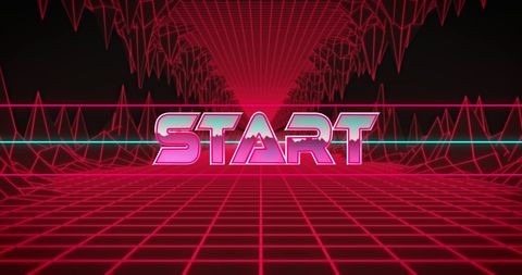 retro gamify digital start banner red futuristic grid - Download Free Stock Images Pikwizard.com