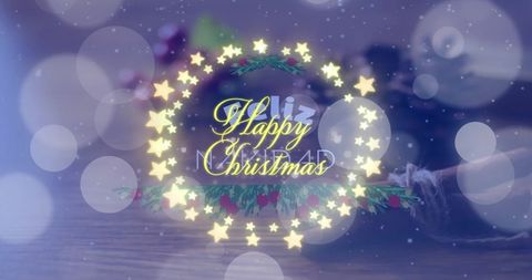 Joyful Christmas Greeting with Glowing Stars and Snow