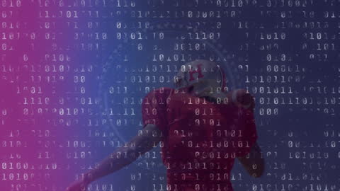 Rugby Player Overlayed with Digital Binary Code
