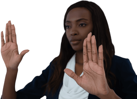 African American Woman Using Virtual Interface on Transparent Background - Download Free Stock Videos Pikwizard.com