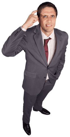 Caucasian Businessman Thinking Touching Head Transparent Background