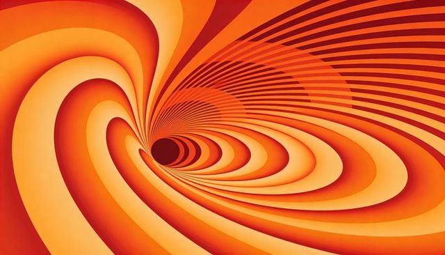 Orange Spiral Vortex Abstract with Layered Concentric Ribbons and Smooth Gradient Depth