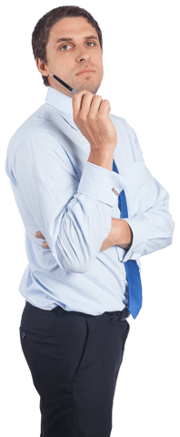 Transparent Pondering Businessman Isolated on Unique Background