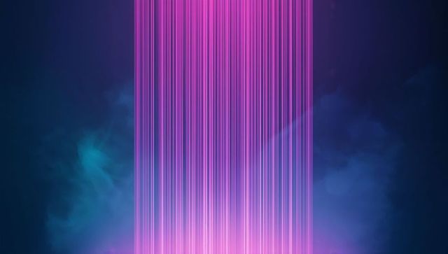 Neon light beams in futuristic digital landscape