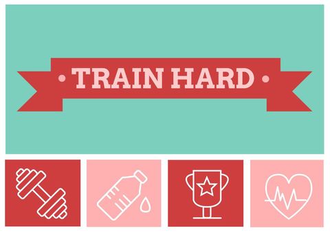 Motivational Fitness Banner with TRAIN HARD Message - Download Free Stock Templates Pikwizard.com